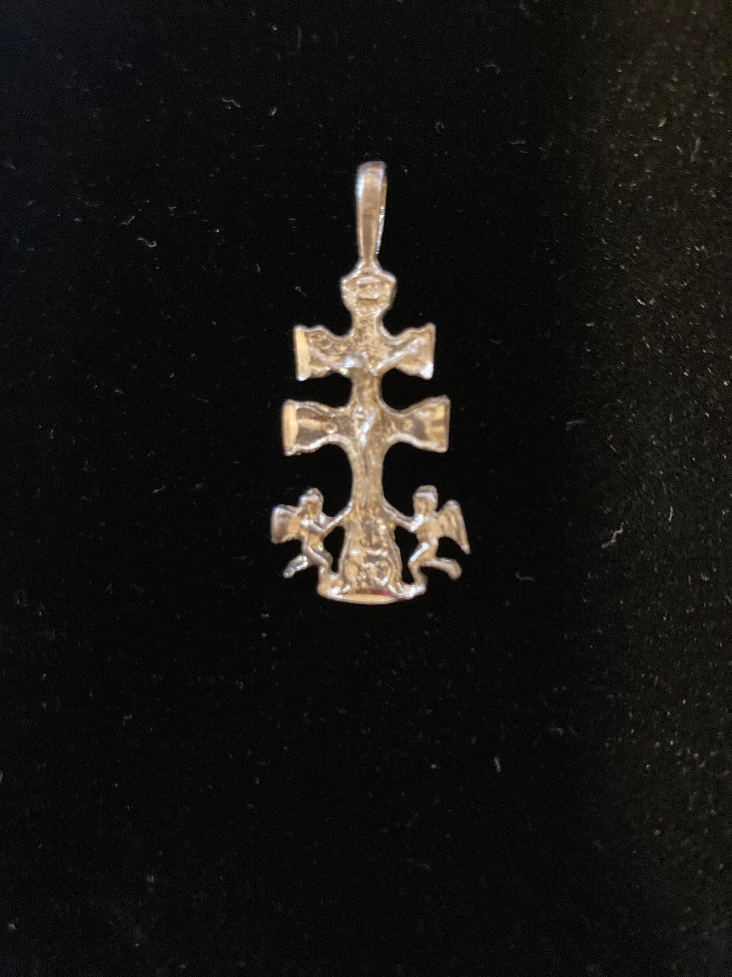 ZB-032 925 Sterling Silver Cross with Tree and angels Charm
