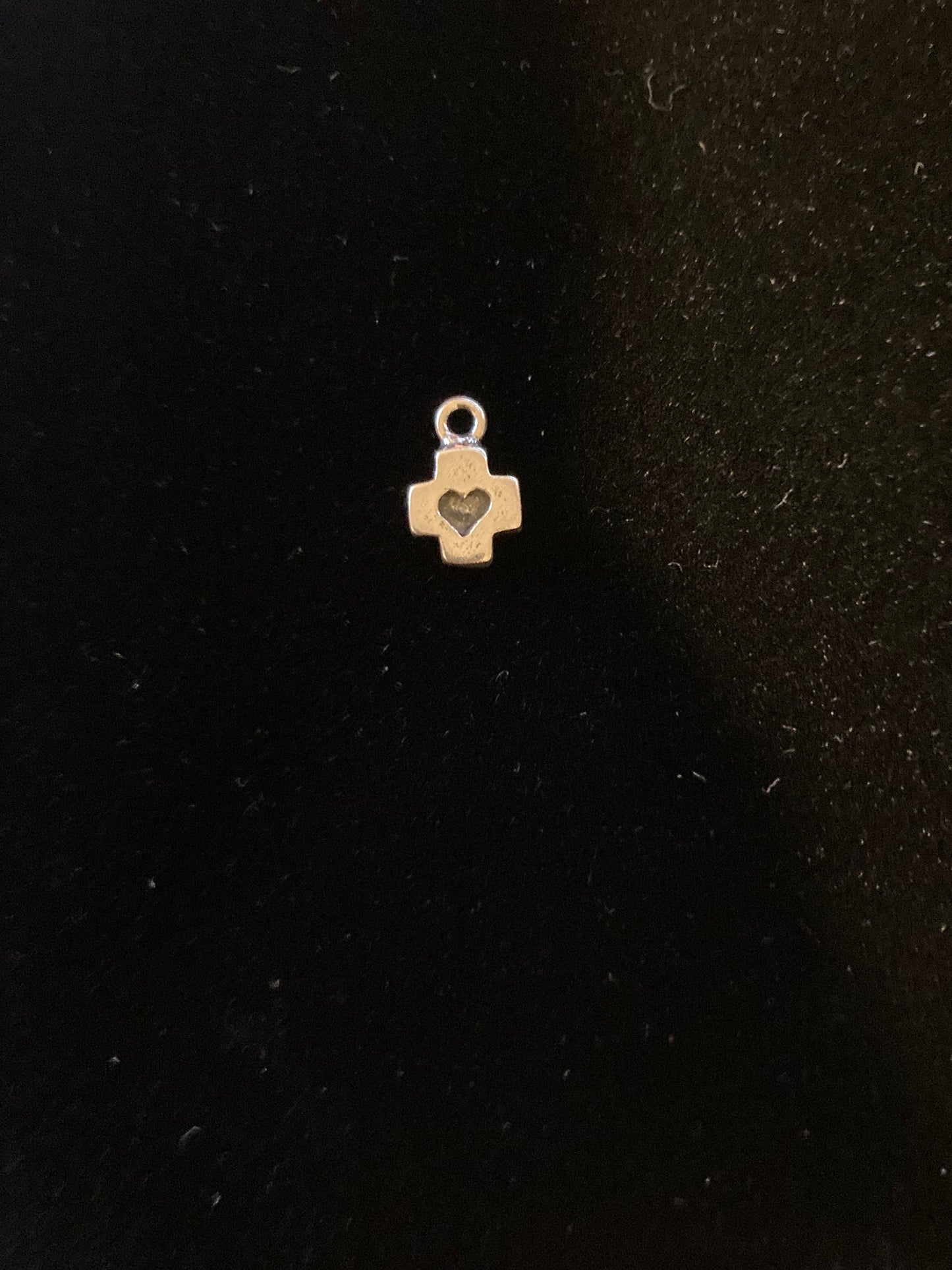 ZB-033 925 Sterling Silver Tiny Heart inlay Cross Charm