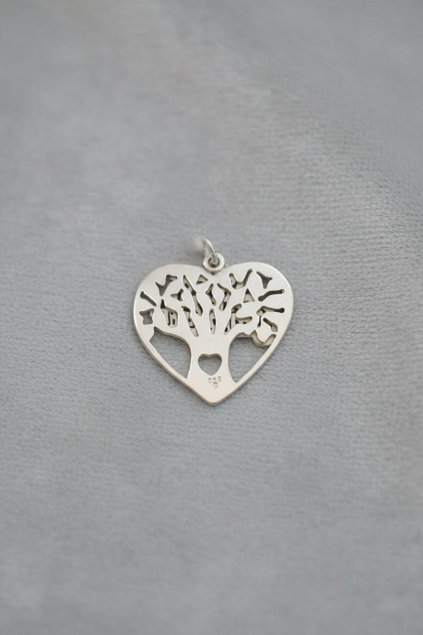 925 Sterling Silver back of pendant on grey background