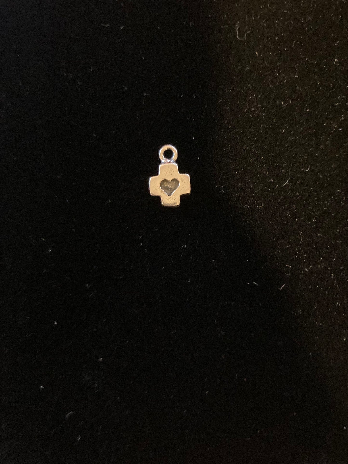 ZB-033 925 Sterling Silver Tiny Heart inlay Cross Charm