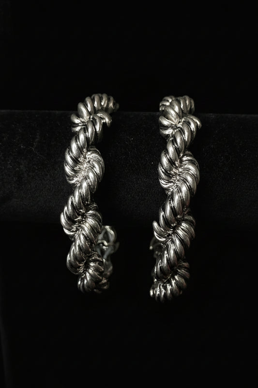 Rope Look Bracelet with Silver - Plated Bangle with Black Background