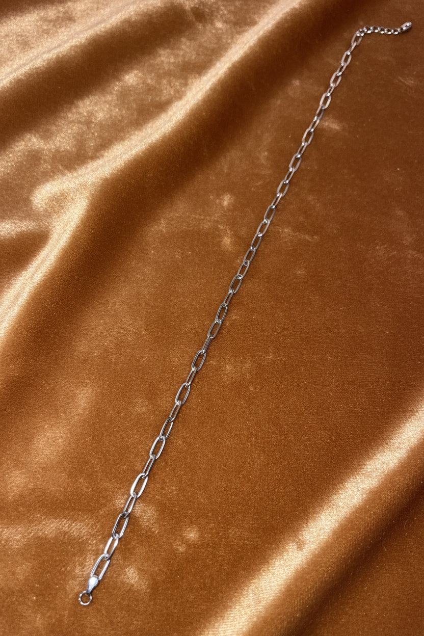 Anklet Sterling Silver with Red ruler on a textured surface