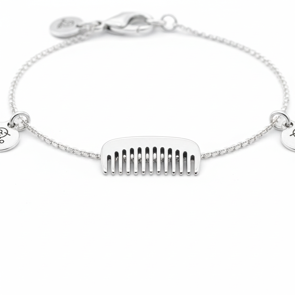 925 sterling silver comb replica charm on a bracelet