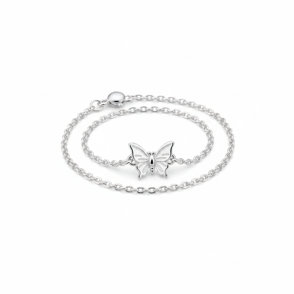 925 sterling silver tiny butterfly charm on a bracelet